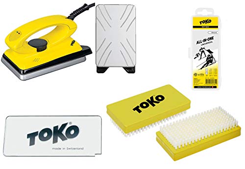 Toko - Set de cera con 4 piezas para esquís, con plancha para cera, apto para esquí alpino, nórdico y snowboard