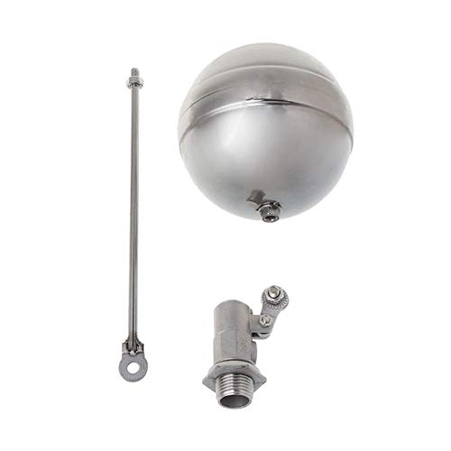 Válvula de cierre del tanque de agua Externo balón tanque de agua hilo de flujo de acero inoxidable válvula de sensor de control de flotador Para control de nivel de agua (Color : Silver)