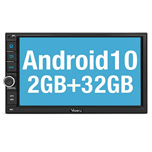 Vanku Android 10 Radio 2 DIN con GPS Navegación, Autoradio Android de Coche Soporte Bluetooth, Control Volante, WiFi, USB, SD, Mirror-Link, 4G, con 7” Pantalla táctil