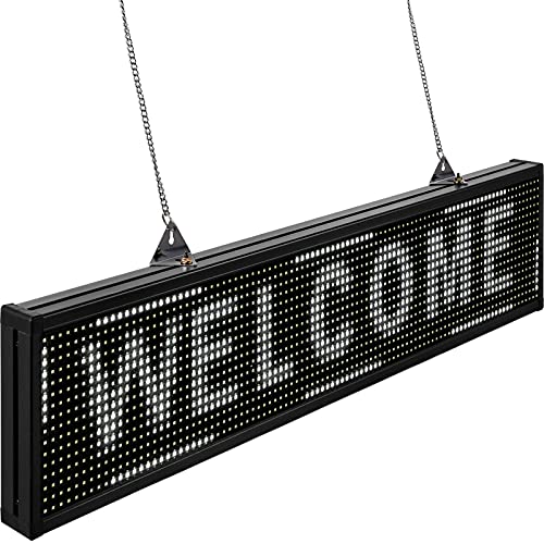 VEVOR Rótulo LED Electrónico 100 x 20 x 5,5cm Letrero de Desplazamiento LED 96 x 16 Píxeles Letrero Rectangular Pantalla LED Publicitaria Blanca para Centros Comerciales, Publicidades, Negocios