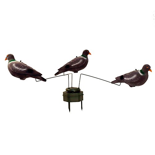 Waidjagd - Señuelo para palomas, señuelo de tiovivo con 3 palomas flocadas en una práctica bolsa de transporte