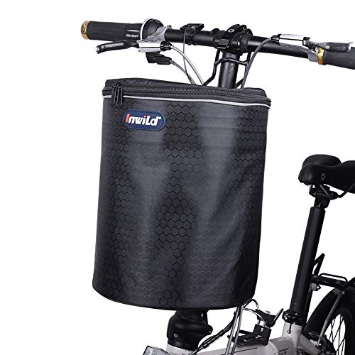 WTTX Cesta delantera para bicicleta, cesta para manillar extraíble, cesta delantera plegable, con tapa y adaptador para manillar, 23,5 x 28 cm, color negro WTTX Cesta delantera para bicicleta, cesta para manillar extraíble, cesta delantera plegable, con tapa y adaptador para manillar, 23,5 x 28 cm, color negro