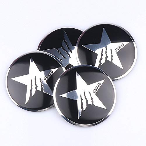 xy Tapas para Llantas de Coche 4PCS Coche Styling 56mm Pentagrama Logo Coche Pegatinas de la Rueda de automóvil Cap Cap Emblem Cover Compatible con Ford Fiat Audi BMW Nissan Honda Emblema