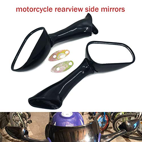 YSMOTO espejo retrovisor motocicleta con espejo agujero tapa cubierta para Honda CBR 600 F2/F3 CBR 1000F VFR 750F VFR 800 FI Sport Bike con 2 piezas espejos negro