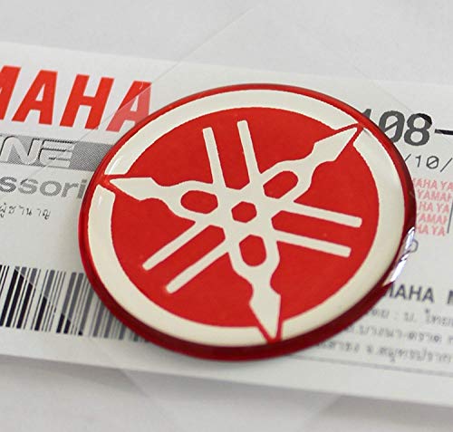 100% Original 30mm Diámetro Yamaha Diapasón Pegatina Emblema Logotipo Rojo Relieve Cúpula Gel Resina Autoadhesivo Moto / Jet Ski / Atv / Nieve