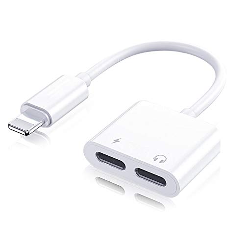 5 en 1 Adaptador de Auriculares para iPhone Convertidor de Accesorios para Auriculares de Doble Conector Compatible con iPhone 12/11/XS/XR/X/7P/8P Conector Plug and Play para Todos los Sistemas iOS