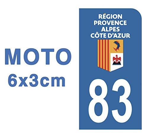 Adhesivo para placa de matrícula de scooter, departamento 83 V, logotipo de la región Provence-Alpes-Côte d'Azur