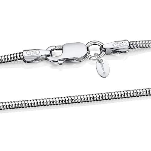 Amberta® Joyería - Collar - Fina Plata De Ley 925 - Cadena de Serpiente - 1.4 mm - 40 45 50 55 60 cm (60cm)