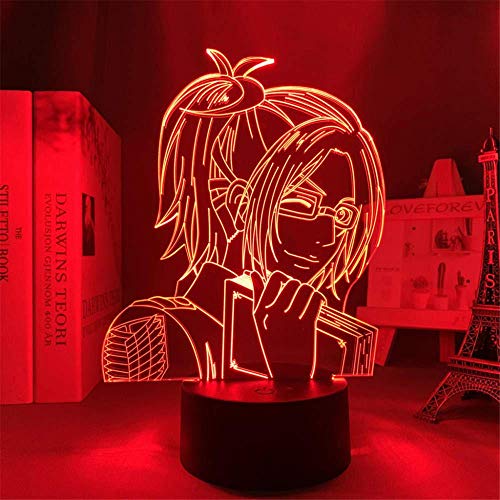 Ataque a Titan Hange Zoe 3D luz nocturna, ilusión óptica con control remoto de 16 colores cambiantes, decoración de dormitorio, regalo creativo de cumpleaños de Navidad para hombres, novios