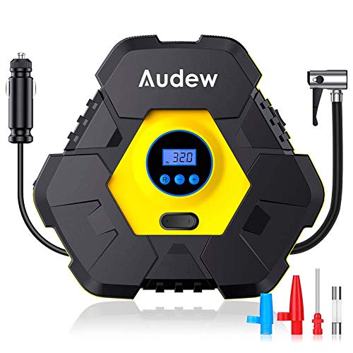 Audew Compresores de Aire Portátiles 12V 150PSI Bomba de Aire Electrica con Pantalla LCD, hasta 38L/Min de Flujo de Aire para Coches, Motores y Colchones de Aire