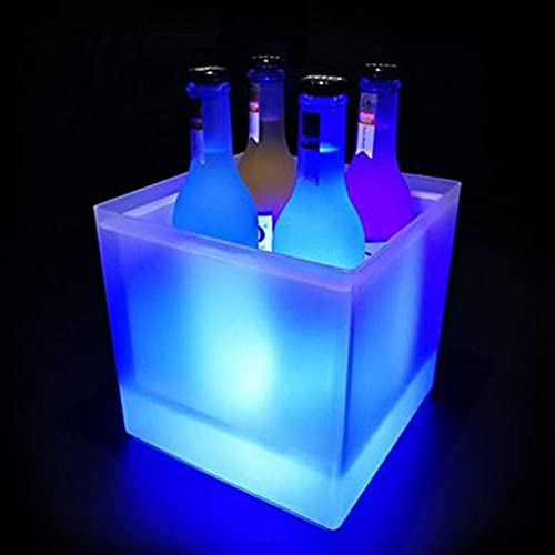 AWCPP Cubo de Hielo Luminoso Tubo de Ensayo Cuadrado de 3,5 L Enfriador de Vino de Hielo Cubo de Barril de Cerveza de Plástico Transparente Doble Cubo de Champán Resistente a Las Caídas,Azul,3,5 Litr