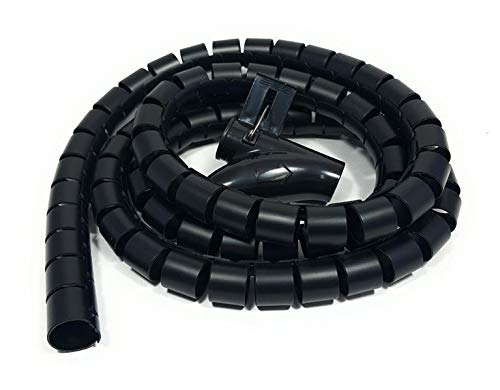 Bambelaa! Tubo Organizador Cables Plástico Flexible 3,0 m De Longitud Diámetro De 30 mm Organizadores Cables Espiral Negro