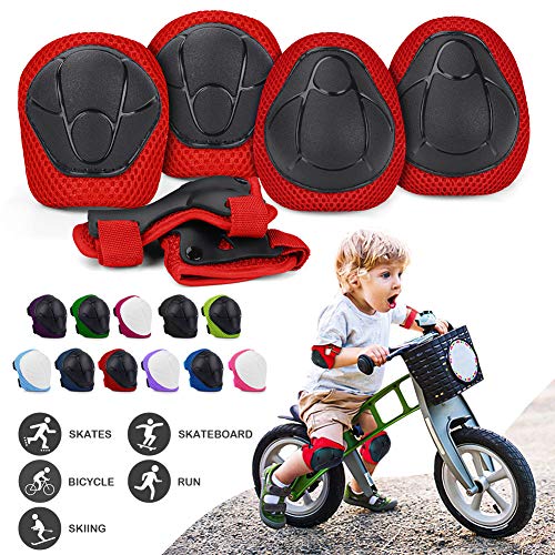 BDPP Conjuntos de Patinaje Infantil Juego de 6 Protectores para Patineta Deporte Bicicleta Monopatín (Rojo)