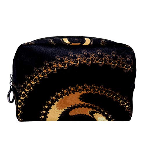 Bolsa de maquillaje cosmético con soporte para brochas de viaje, bolsa de aseo portátil, monedero con cremallera negra para mujeres y niñas, niña negra con una corona