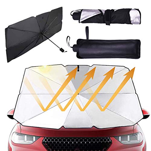 C100AE Plegable Parasol Coche Delantero, Sombrilla Paraguas del Coche Titanio Plateado, Parasoles de Coche para Protección Contra Rayos UV y Calor, para SUV/Automóviles/Camionetas, 57.3*31.7 in C100AE Plegable Parasol Coche Delantero, Sombrilla Paraguas del Coche Titanio Plateado, Parasoles de Coche para Protección Contra Rayos UV y Calor, para SUV/Automóviles/Camionetas, 57.3*31.7 in