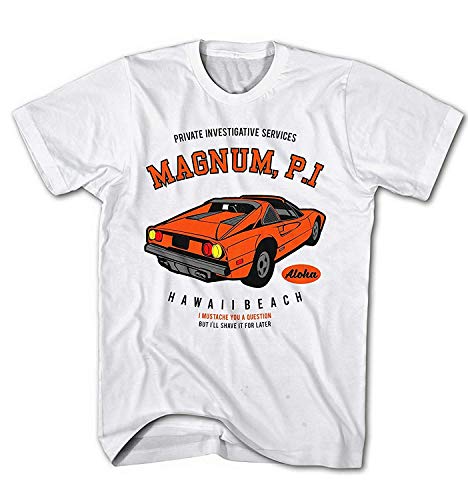 Camiseta Hombre Magnum P. I. Coche Hawái Playa Island Hopper - Blanco, XL