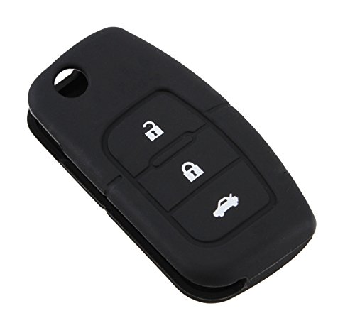 Carcasa de silicona para llave de coche Ford Focus con 3 botones, color negro
