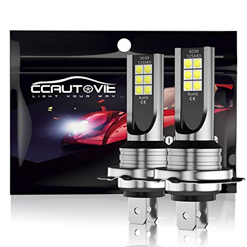 CCAUTOVIE Bombilla LED Antiniebla Coche H7 para Luces Antiniebla Circulación Diurna DRL 60W 6000K Blanco 2PCS