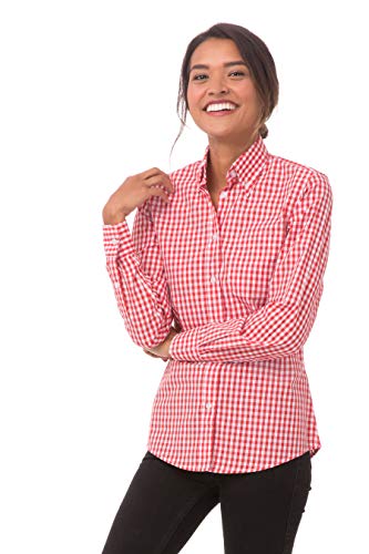 Chef Works Camisa de Vestir a Cuadros para Mujer, X-Large, Rojo, 1