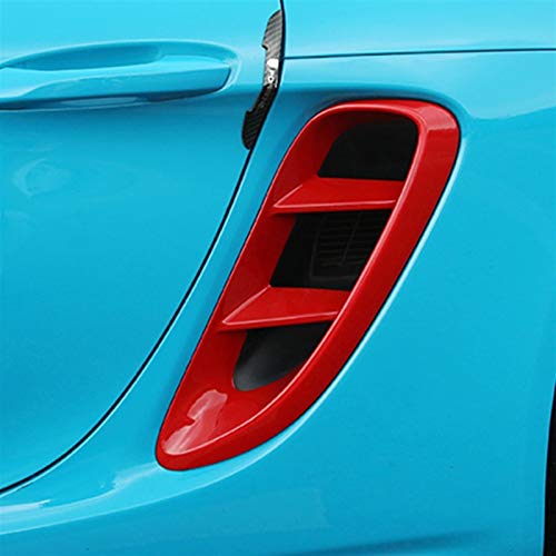 Coche Decorativo Para Po&rs-che 718 Para Boxster Para Cayman Coupe Convertible 2016 2017 2018 Azul Rosa Rojo Carbono Guardabarros Delantero Embellecedor Decoración Ventilación Aire ( Color : ROJO )