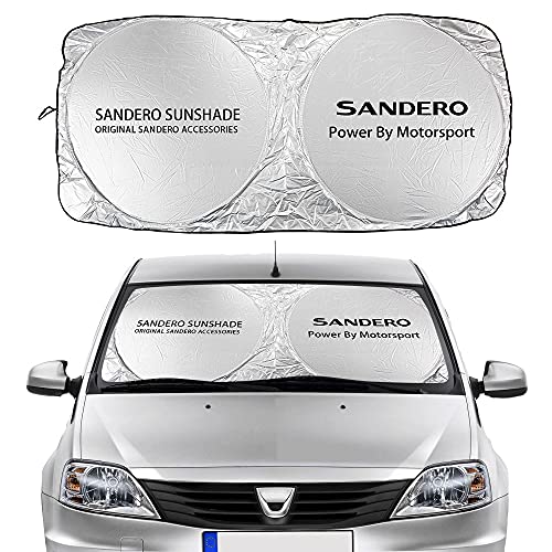 Coche Sun Shade Parasol Windshield del coche cubierta de la sombra del sol Compatible con Dacia SANDERO Stepway R4 Xplore Streetway Auto Accesorios Auto UV Reflector Visor Protector mascotas pueden es