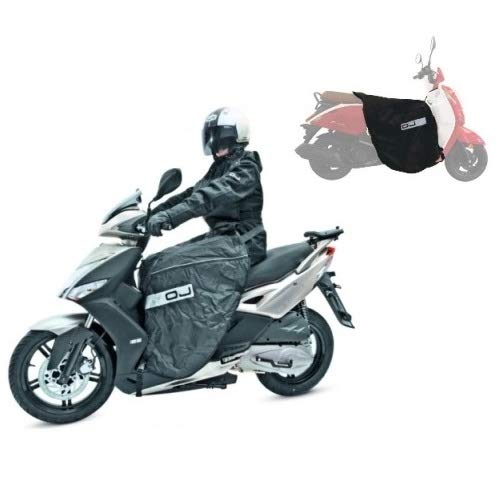 Compatible con Kymco Agility 125 R16 + cubrepiernas para scooter impermeable OJ C002 Fast manta térmica acolchada paramanería universal negro