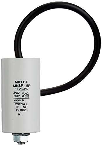 Condensador de Arranque, Condensador para Motor, 10µF, 450 V, 35 x 65 mm, Cable M8; Miflex; 10uF