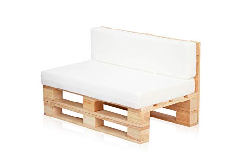 Conjunto Sofa DE PALETS + Set Cojines (Asiento + Respaldo) (120X60, Blanco Transpirable)