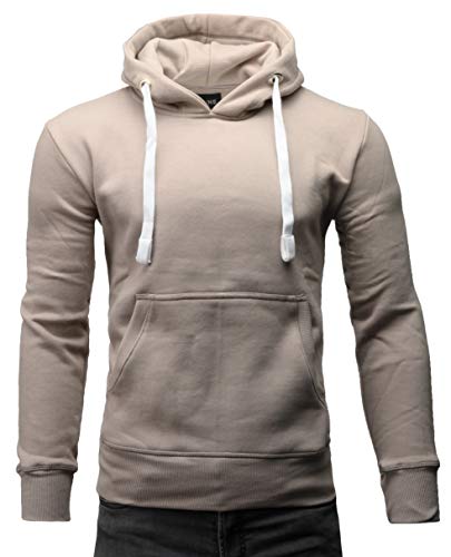 Crone Carlo Basic - Sudadera de forro polar con capucha para hombre, 100% algodón vegano pardo M