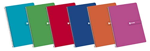 Cuadernos Folio(A4) Enri. Pack 5 unidades. Tapa Dura. 80 Hojas cuadrícula 4x4. Surtido aleatorio.