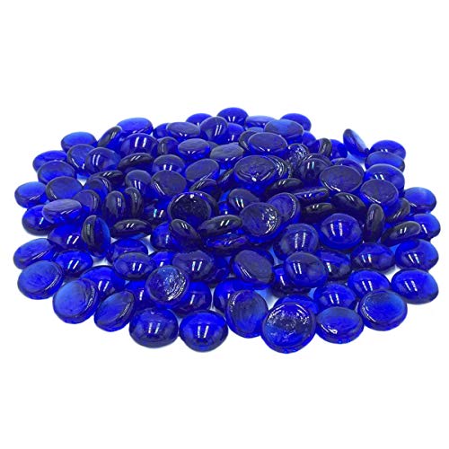 Cuentas de cristal planas, 100 canicas de cristal azul oscuro, bolas de vidrio decorativas para rellenar jarrones de mármol y acuarios (1,7 cm-2 cm)