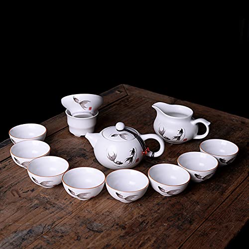 Ding Kiln Asiana Juego de té de cerámica Banco Entidad Comercial financiera Inferencias inmobiliarias Logotipo de Regalo de la Empresa-Agua como un pez - XI shi