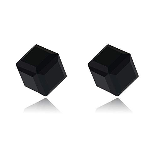 Diseño original Cubo de agua Imán de salud Color Diamante Cristal Pendientes no perforados Imán de hierro Pendientes falsos-negro_K5