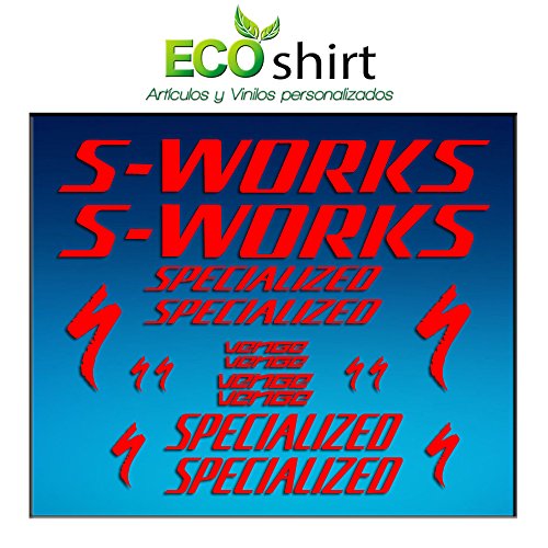 Ecoshirt E3-JF7O-EV9M Pegatinas Cuadro Frame Sworks S-Works Venge Pro Vias Am31 Stickers Aufkleber Decals Adesivi Bike BTT MTB Cycle, Rojo