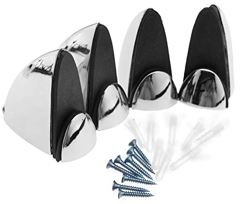 Enet - Dos pares de abrazaderas de cristal para estante (5-10 mm, aleación de zinc, cromo pulido