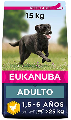 Eukanuba Alimento seco para perros adultos activos de raza grande, rico en pollo fresco 15 kg Eukanuba Alimento seco para perros adultos activos de raza grande, rico en pollo fresco 15 kg