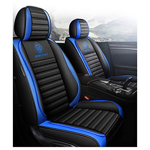 Funda de asiento de automóvil, delantera y trasera Juego completo de 5 asientos Protectores de asiento de cuero universal Four Seasons Pad Airbag compatible. (color : Azul)