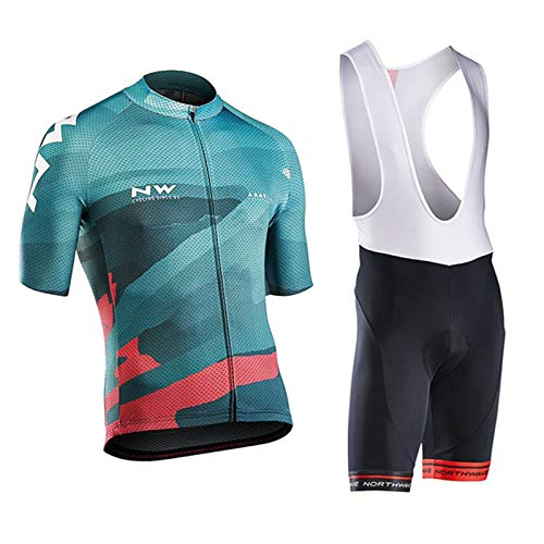 Fxwj - Conjunto de maillot de ciclismo de secado rápido para hombre (manga corta) y pantalones cortos acolchados de gel 9D para ciclismo de montaña, color B, tamaño large