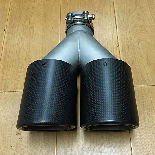 HanT Car exhaust pipe 51MM 57MM 63MM Inlet Exhaust Tips Carbon Fiber Car Vent Pipe Rear Round Muffler For Universal Auto SUV 90mm Outlet