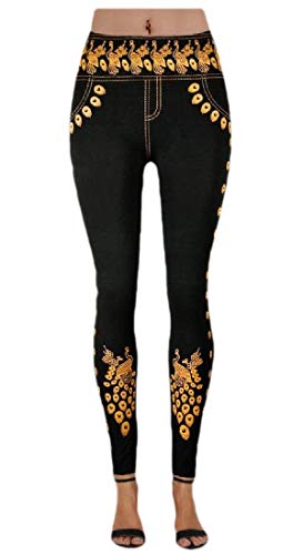 H&E Pantalones de Yoga de Cintura Alta con Estampado de Culata de Modal Naranja Naranja XXL