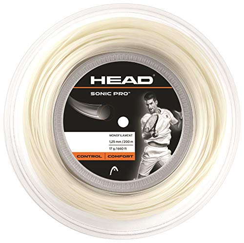 Head Sonic Pro Rollo Cordajes de Raquetas de Tenis, Adultos Unisex, Blanco, 1,25 mm