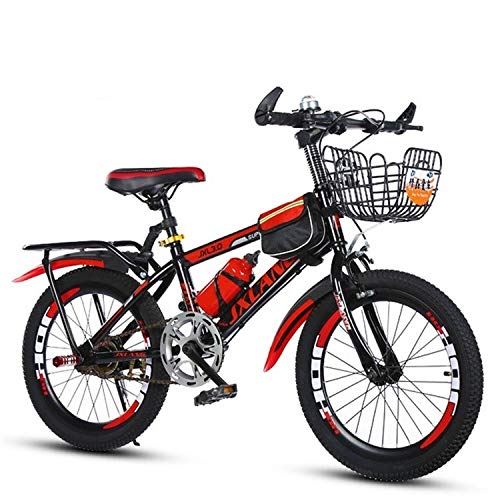 Hhzz-Childrens Bicycle 22 Pulgadas de 7 a 15 años de Edad para niños Bicicleta de Bicicleta, Estilo: Velocidad única □□ Lujo (Artículos Deportivos) Sunshine20 (Color : Black Red)