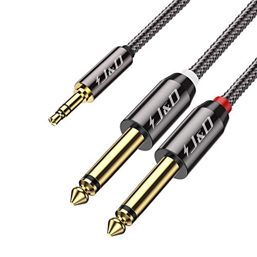 J&D Oro Chapado de 3,5 mm (1/8 Pulgadas) TRS Macho a 2 x 6,35 mm (1/4 Pulgadas) TS Macho Divisor de Cable Mono con Carcasa de Aleación de Zinc y Trenza de Nylon Compatible para iPhone, Amplificadores J&D Oro Chapado de 3,5 mm (1/8 Pulgadas) TRS Macho a 2 x 6,35 mm (1/4 Pulgadas) TS Macho Divisor de Cable Mono con Carcasa de Aleación de Zinc y Trenza de Nylon Compatible para iPhone, Amplificadores