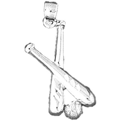 Jewels Obsession - Colgante de bate de béisbol (oro blanco de 14 quilates, 28 mm)