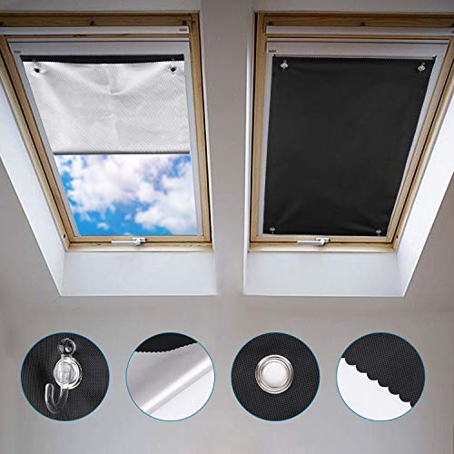 Johgee 57 * 100CM Protección Solar térmica para Ventanas detecho Con ventosa, Protección térmica para Interiores para Velux ventanas de techo - Protector solar sin taladrar y sin Pegamento