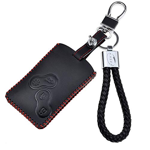 KASER Carcasa Funda de Piel Llaveros para Renault Megane Scenic Laguna Koleos Clio Keyless 4 Botones Cover de Cuero Sintético Protección Llave Mando Coche KASER Carcasa Funda de Piel Llaveros para Renault Megane Scenic Laguna Koleos Clio Keyless 4 Botones Cover de Cuero Sintético Protección Llave Mando Coche