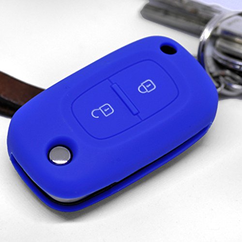 Key Soft Case Cover Funda Protectora Llave para Coche Renault Kangoo Smart Forfour Clio Llave para Mercedes Benz Citan Control Remoto/Color: Azul Oscuro