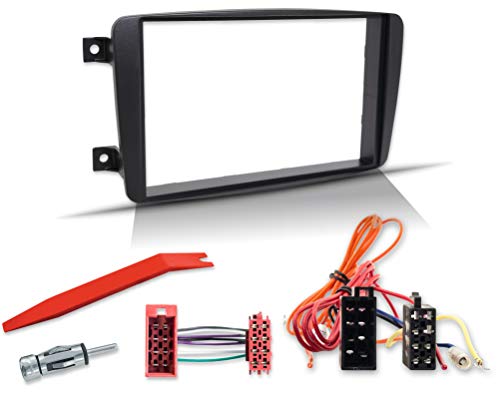 Kit de instalación de radio de 2 DIN compatible con Mercedes Benz Clase C con marco de montaje, adaptador de radio ISO W203 S203 CL203 Vorfacelift 2000 – 2003 Kit de instalación de radio de 2 DIN compatible con Mercedes Benz Clase C con marco de montaje, adaptador de radio ISO W203 S203 CL203 Vorfacelift 2000 – 2003