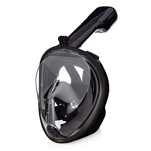 Lamker Mascara de Buceo de Cara Completa 180° Panorámica Vista Máscaras de Snorkel Cámara Deportiva Compatible Anti-Niebla Anti-Fugas Gafas de Bucear para Adultos y Mujer