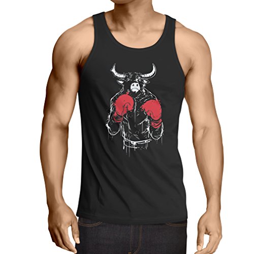 lepni.me Camisetas de Tirantes para Hombre Torero con Guantes de Boxeo y Muscular (Medium Negro Multicolor)